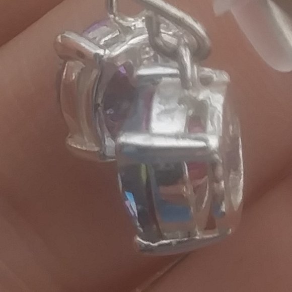 925 hook style  earrings with sparkly stone prong set open back - Picture 4 of 16